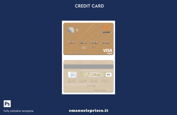 modello di carta di debito visto Gambia Access Bank in stile verificato